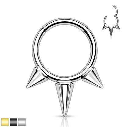 Hinged Ring w/ Spikes | Titanium Clicker Segment Hoop Ring - Avanti Body Jewelry