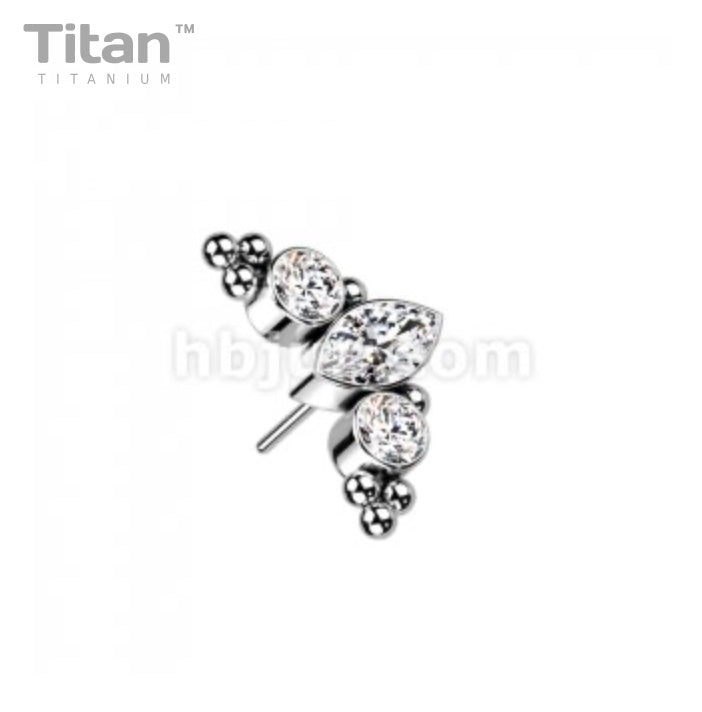 Marquise CZs and Ball Cluster | Titanium Threadless Top For Nose & Ears - Avanti Body Jewelry