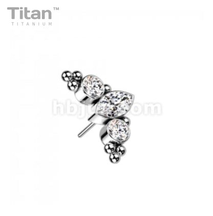 Marquise CZs and Ball Cluster | Titanium Threadless Top For Nose & Ears - Avanti Body Jewelry