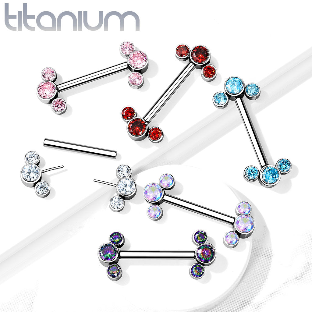 Threadless Side-Set Cluster Nipple Ring (Sold Individually) For Nose, Ears & Lip - Avanti Body Jewelry