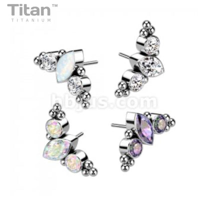 Marquise CZs and Ball Cluster | Titanium Threadless Top For Nose & Ears - Avanti Body Jewelry