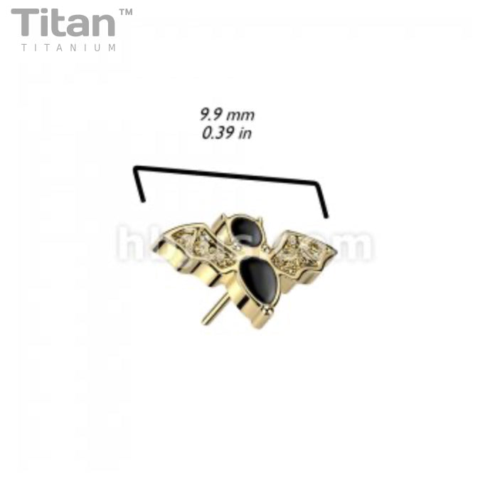 Bat w/ Black Enamel | Titanium Threadless Top For Nose, Ears & Lip - Avanti Body Jewelry