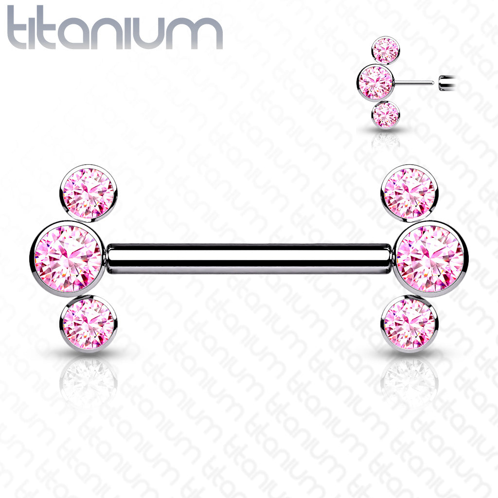 Threadless Side-Set Cluster Nipple Ring (Sold Individually) For Nose, Ears & Lip - Avanti Body Jewelry