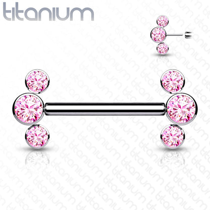 Threadless Side-Set Cluster Nipple Ring (Sold Individually) For Nose, Ears & Lip - Avanti Body Jewelry