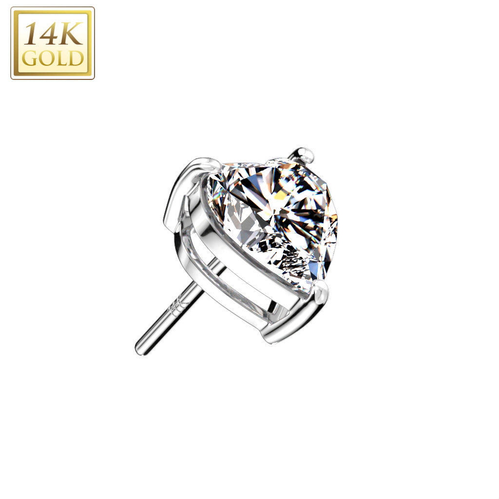 Heart Gem | 14K Threadless Top For Nose, Ears & Lip - Avanti Body Jewelry