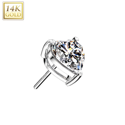Heart Gem | 14K Threadless Top For Nose, Ears & Lip - Avanti Body Jewelry
