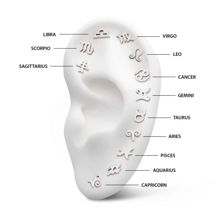 Zodiac Sign | Titanium Threadless Top For Nose, Ears & Lip - Avanti Body Jewelry