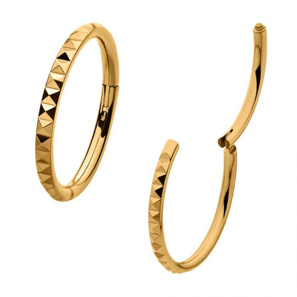 Hinged Ring Pyramid Cut Edge | Titanium Clicker Segment Hoop Ring - Avanti Body Jewelry