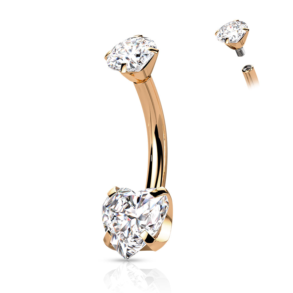 Heart Gem Belly / Navel Ring | Titanium Prong Set - Avanti Body Jewelry