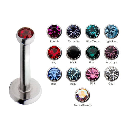 Internally Threaded Bezel Set Gem Labret - Avanti Body Jewelry