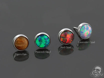 Cabochon Bezel Set Stone | Titanium Threadless Top For Nose, Ears & Lip - Avanti Body Jewelry
