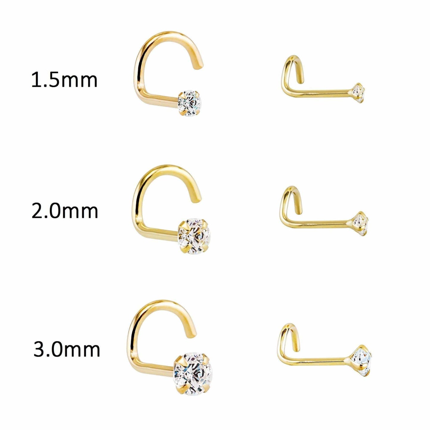 14k Gold Genuine Diamond Nose Stud - 20g - Avanti Body Jewelry