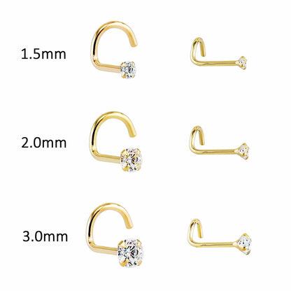 14k Gold Genuine Diamond Nose Stud - 20g - Avanti Body Jewelry
