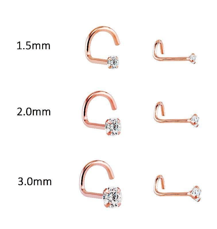 14k Gold Genuine Diamond Nose Stud - 20g - Avanti Body Jewelry