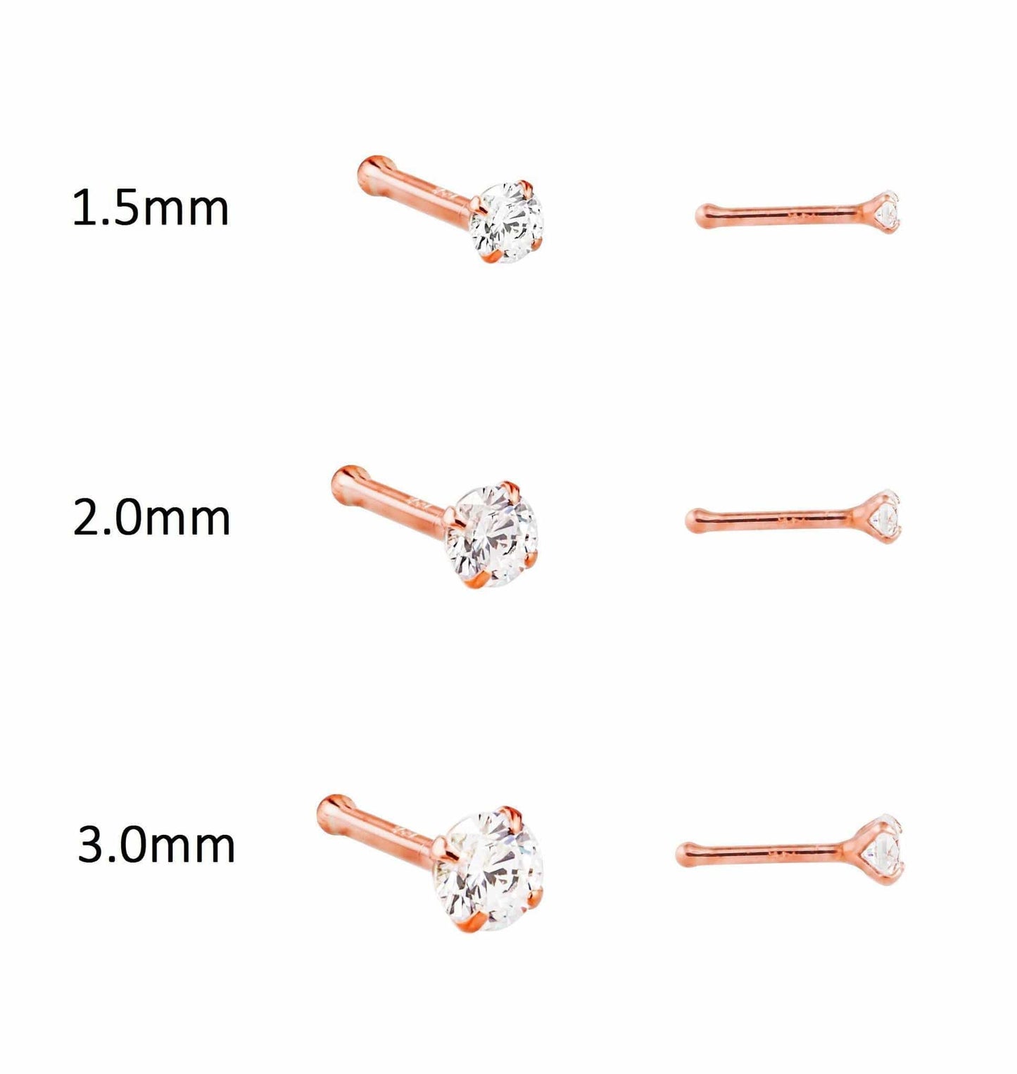 14k Gold Genuine Diamond Nose Stud - 20g - Avanti Body Jewelry