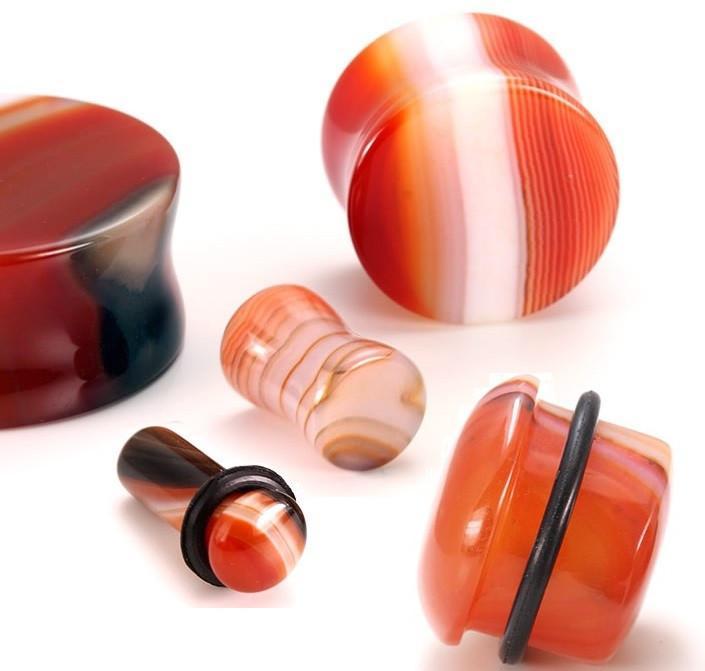 Stone Plugs | Red Agate - Avanti Body Jewelry