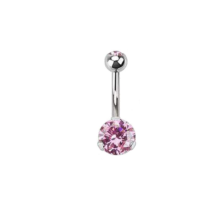 Steel Prong Set Gem Navel Ring - Avanti Body Jewelry