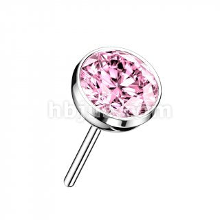 Implant Grade Titanium Threadless Push In Bezel Set CZ Ball Top For Nose, Ears & Lip - Avanti Body Jewelry