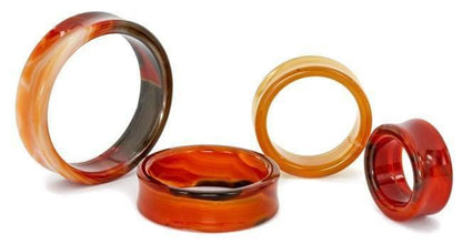 Stone Plugs | Red Agate Double Flare - 1 1/8" - 2" - Avanti Body Jewelry