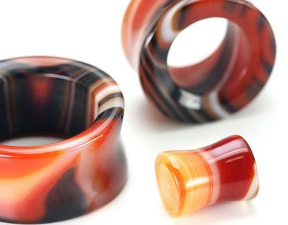 Stone Plugs | Red Agate Double Flare Eyelets - Avanti Body Jewelry