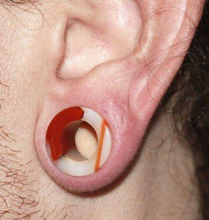 Stone Plugs | Red Agate Double Flare Eyelets - Avanti Body Jewelry