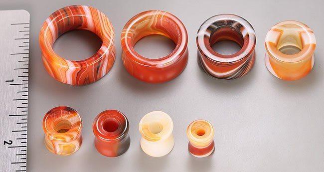 Stone Plugs | Red Agate Double Flare Eyelets - Avanti Body Jewelry