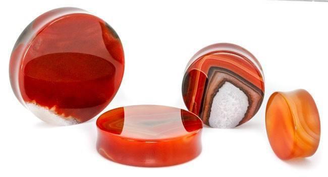 Stone Plugs | Red Agate - Avanti Body Jewelry