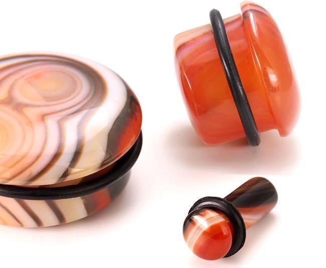 Stone Plugs | Red Agate - Avanti Body Jewelry