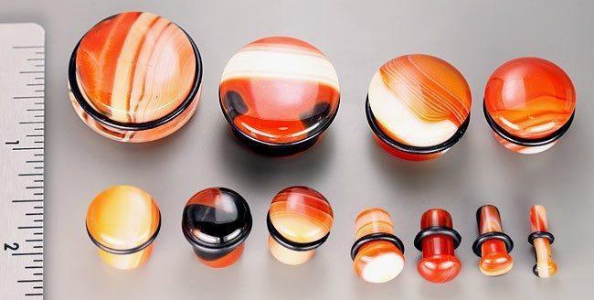 Stone Plugs | Red Agate - Avanti Body Jewelry