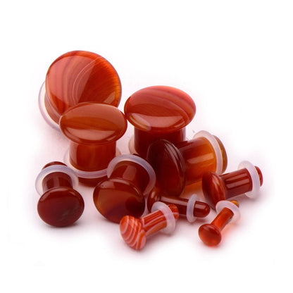 Stone Plugs | Red Agate - Avanti Body Jewelry