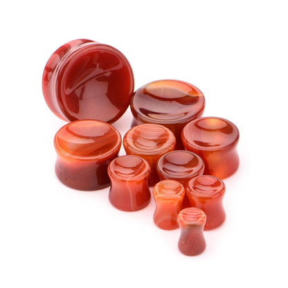 Stone Plugs | Red Agate - Avanti Body Jewelry