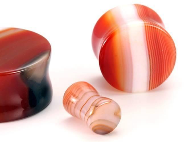 Stone Plugs | Red Agate - Avanti Body Jewelry