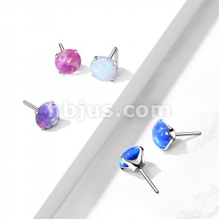 Implant Grade Titanium Threadless Push In Prong Set Opal Top For Nose, Ears & Lip - Avanti Body Jewelry