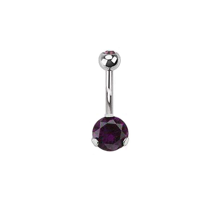 Steel Prong Set Gem Navel Ring - Avanti Body Jewelry