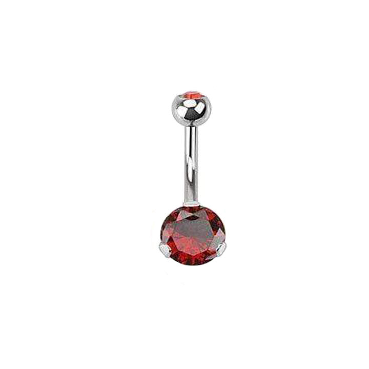 Steel Prong Set Gem Navel Ring - Avanti Body Jewelry