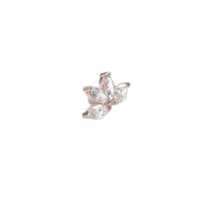 Quadruple Diamond Marquis Fan | 14K Threadless Top For Nose, Ears & Lip - Avanti Body Jewelry