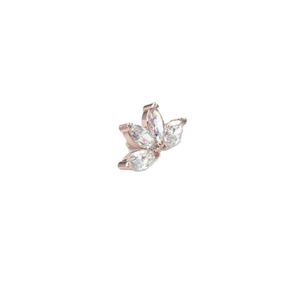Quadruple Diamond Marquis Fan | 14K Threadless Top For Nose, Ears & Lip - Avanti Body Jewelry