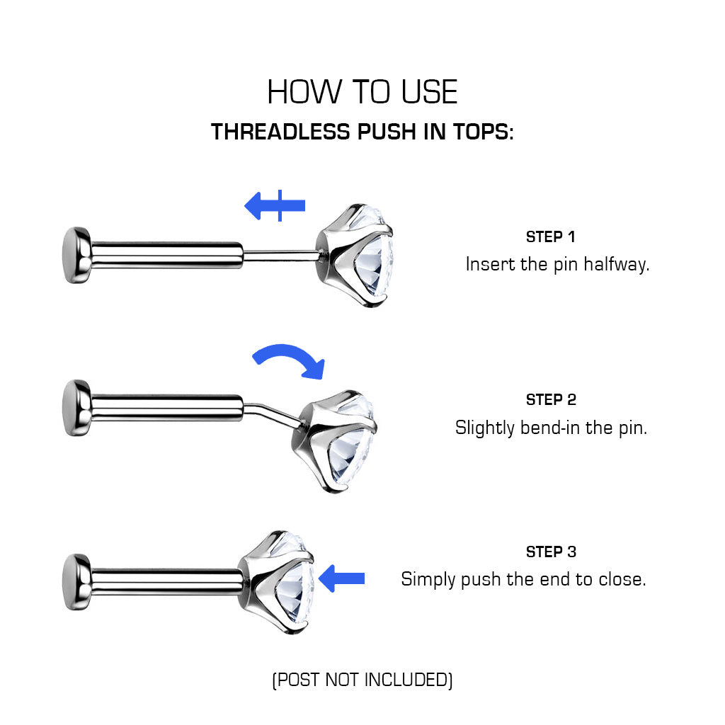 *Base / Post For Threadless Jewelry For Nose, Ears & Lip - Avanti Body Jewelry