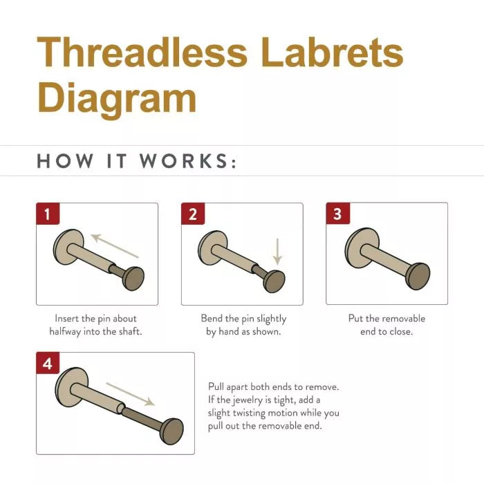 *Base / Post For Threadless Jewelry For Nose, Ears & Lip - Avanti Body Jewelry
