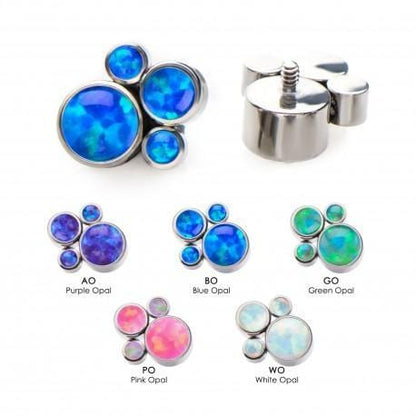 Threaded Beaded Gem & Opal Design Top - Avanti Body Jewelry