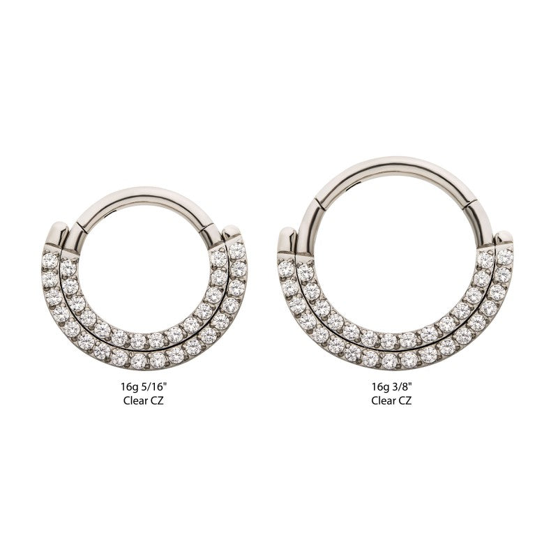 Hinged Ring Double Row w/ Gems Front Facing | Titanium Clicker Segment Hoop Ring - Avanti Body Jewelry