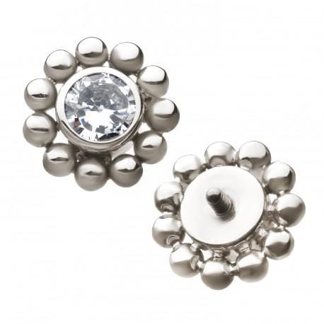 Threaded Beaded Gem & Opal Design Top - Avanti Body Jewelry