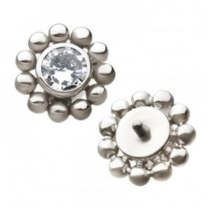 Threaded Beaded Gem & Opal Design Top - Avanti Body Jewelry
