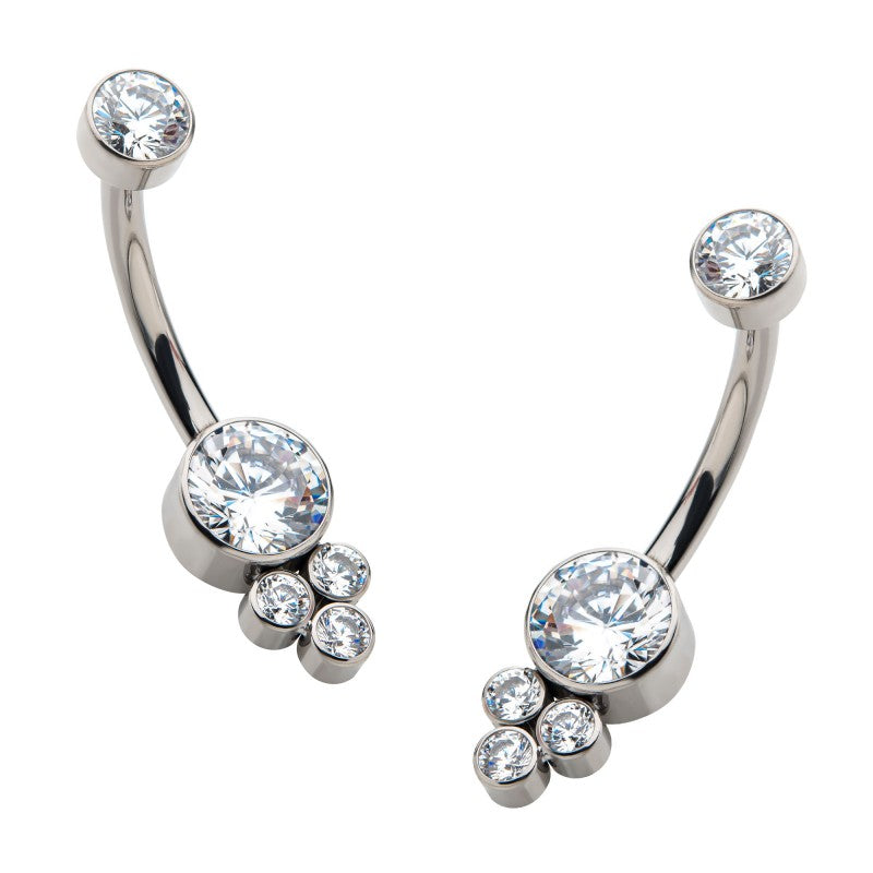 Titanium 3 Gem Cluster Belly / Navel Ring - Avanti Body Jewelry