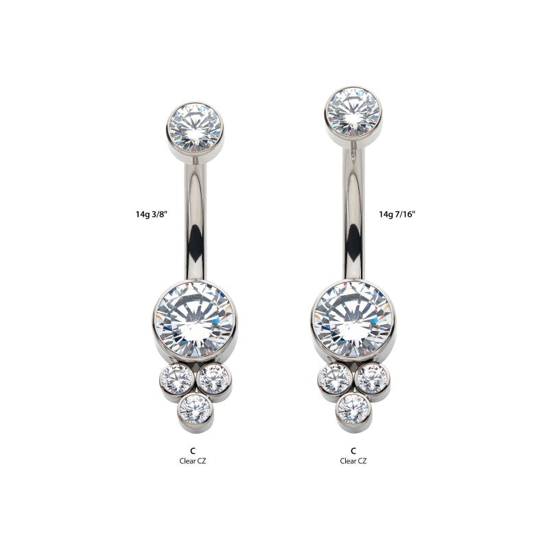 Titanium 3 Gem Cluster Belly / Navel Ring - Avanti Body Jewelry