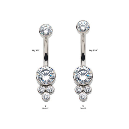 Titanium 3 Gem Cluster Belly / Navel Ring - Avanti Body Jewelry