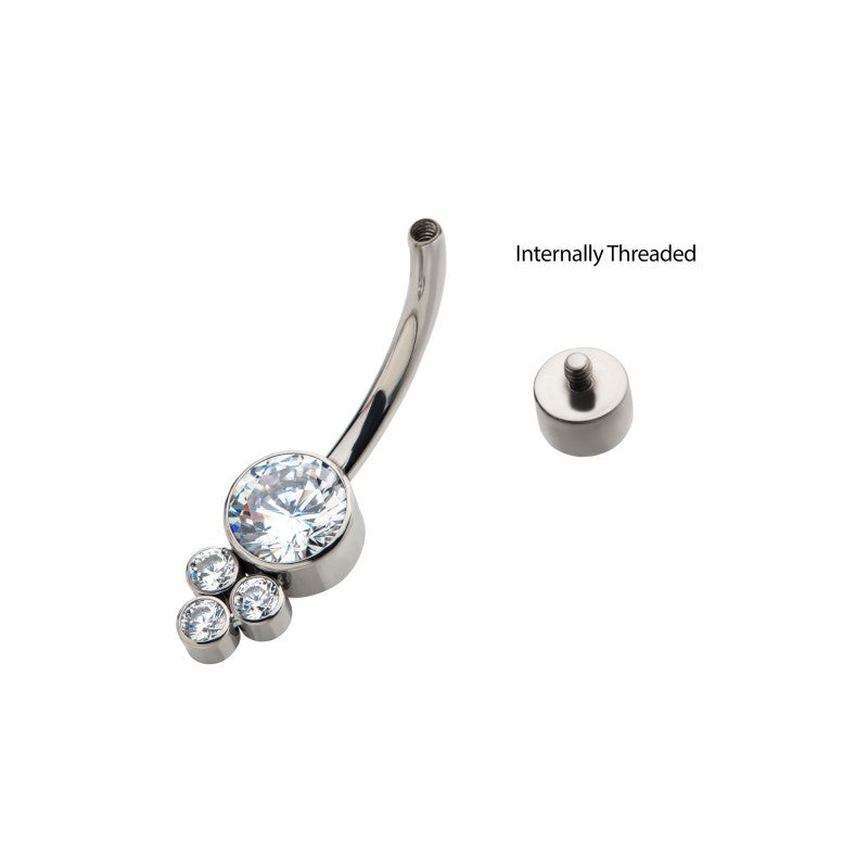 Titanium 3 Gem Cluster Belly / Navel Ring - Avanti Body Jewelry