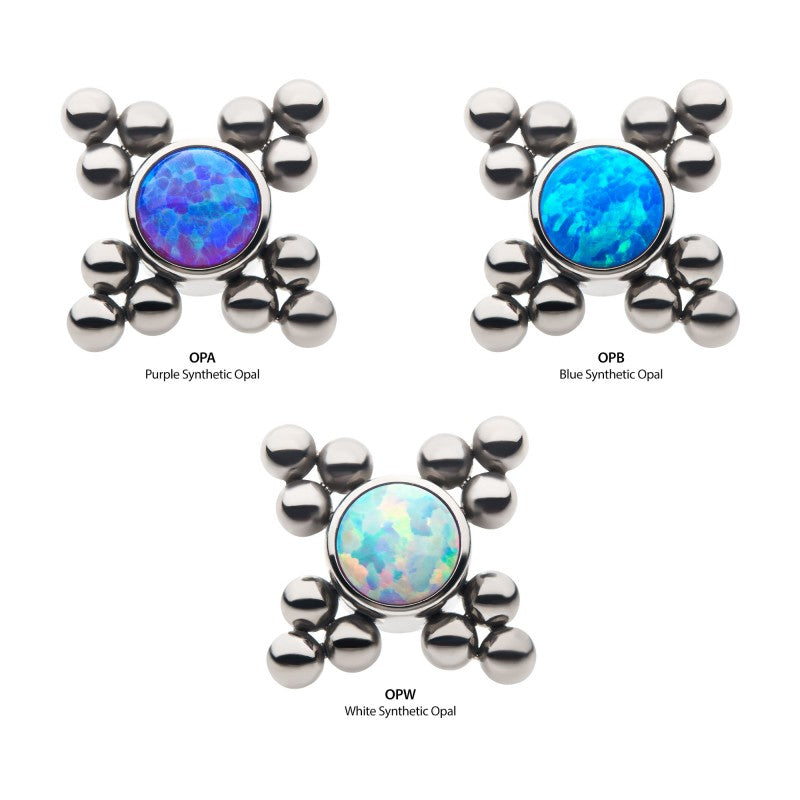 Fireworks Opal w/ Beads | Titanium Threadless Top For Nose, Ears & Lip - Avanti Body Jewelry