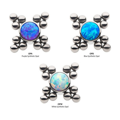 Fireworks Opal w/ Beads | Titanium Threadless Top For Nose, Ears & Lip - Avanti Body Jewelry