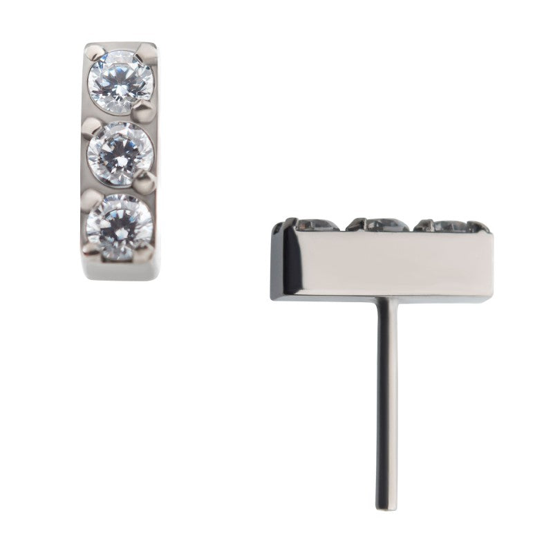 3pc CZ Bar | Titanium Threadless Top For Nose, Ears & Lip - Avanti Body Jewelry